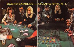 Atlantic City New Jersey~Gambling @ Casino-Craps & Black Jack Game~'70s Postcard