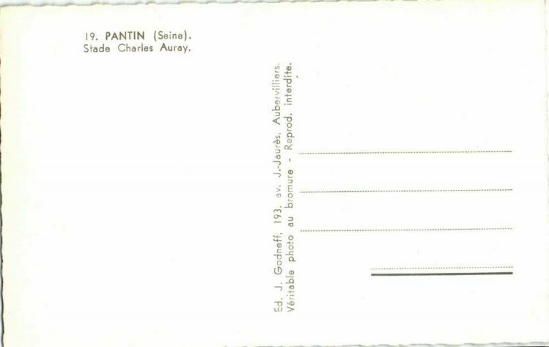 france, PANTIN, Seine, Stade Charles Auray (1960s) Stadium Postcard Tinted RPPC