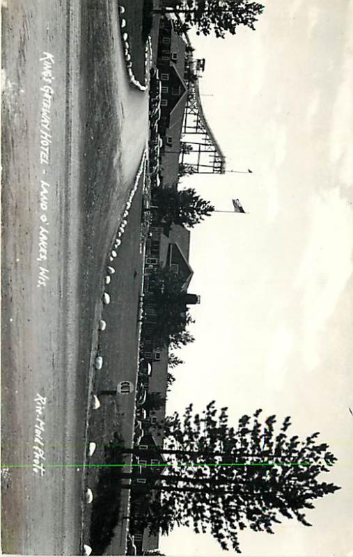 RPPC of King's Gateway Hotel and Ski Jump Land o' Lakes Wisconsin WN