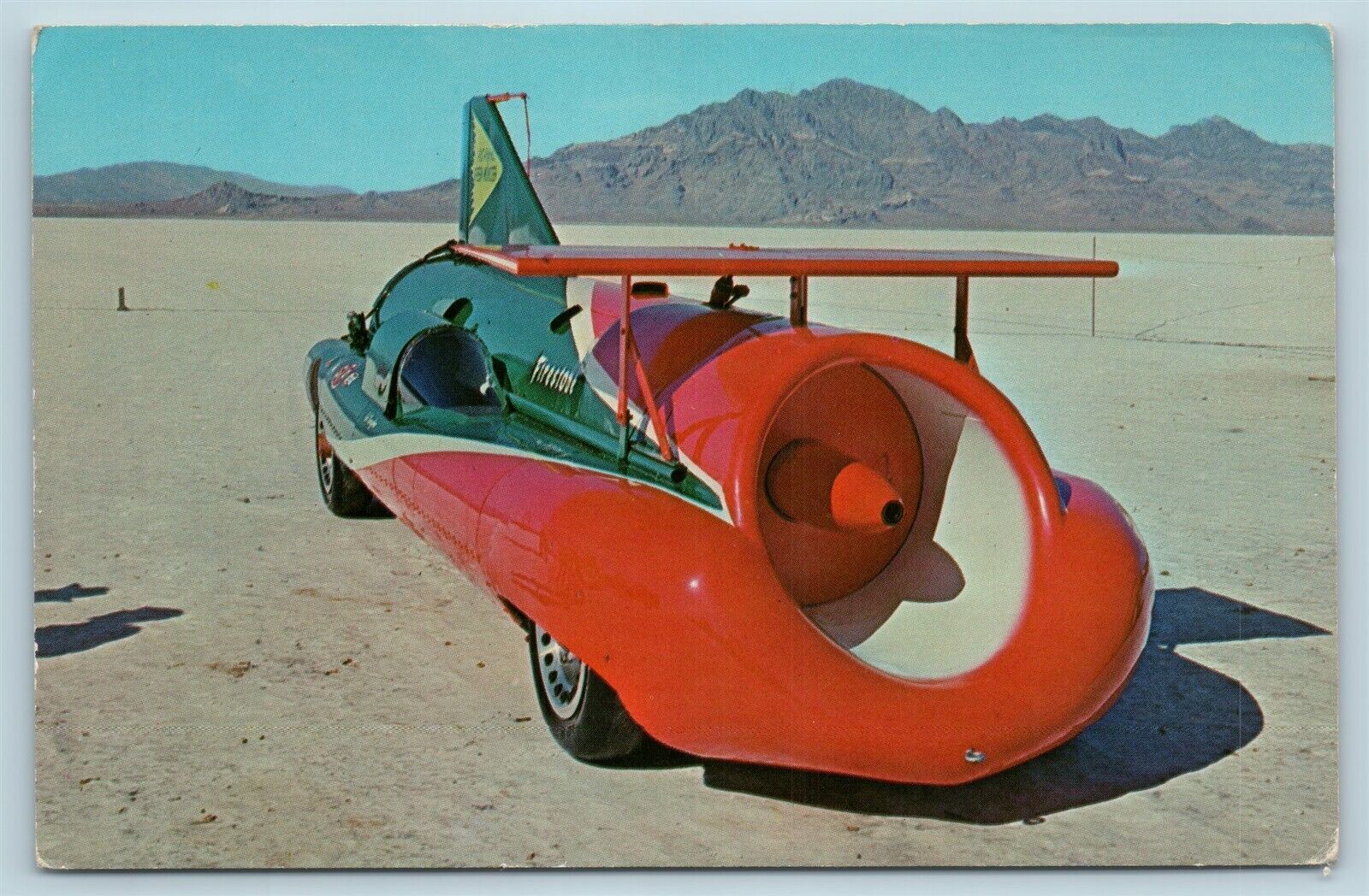 Postcard UT Bonneville Salt Flats Art Arfons Green Monster Jet Car