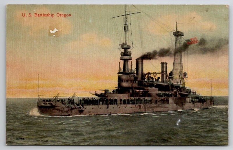 US Battleship Oregon Postcard E30