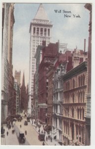 P2898 old postcard wall street view old cars etc new york, unused