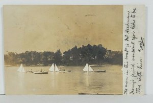 Sailing in Boston RPPC c1906 to Malden Mass Real Photo  Postcard O14