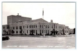 RPPC  JUNCTION CITY, Kansas KS ~ MUNICIPAL BUILDING Geary County c1940s Postcard