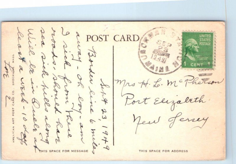 JACKMAN, ME Maine ~ SACRED HEART ACADEMY 1949 Somerset County Postcard