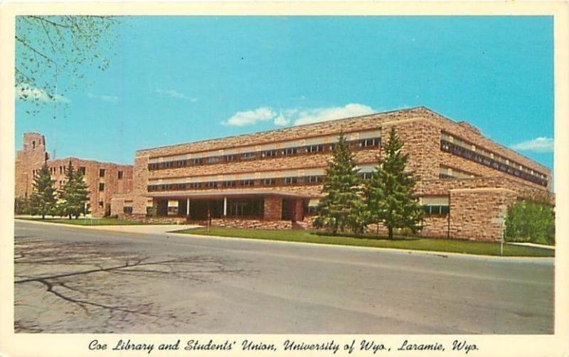 Coe Library and Students' Union University of Wyoming Laramie Vintage Postcard