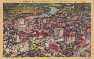 Tennessee Nashville Aeroplane View Of Nashville Showing State Capitol And Mem...