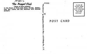 Nevada Reno Nugget Club Interior 1950s Gambling Colorpicture Postcard 22-9457