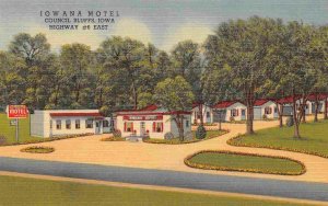 Iowana Motel Highway 6 East Council Bluffs Iowa linen postcard