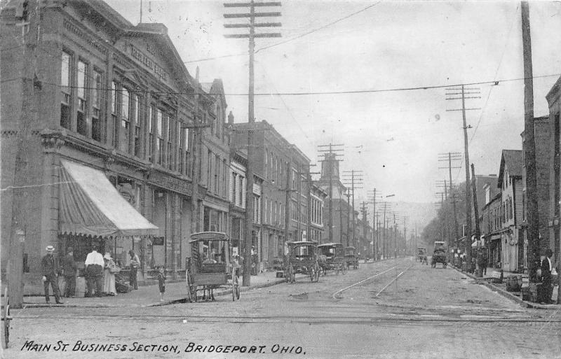 E80/ Bridgeport Ohio Postcard Belmont County c1910 Main St Business Stores 3