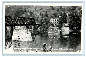 c1940's Bridge Destroyed During Civil War Gauley Bridge WV RPPC Photo Postcard 