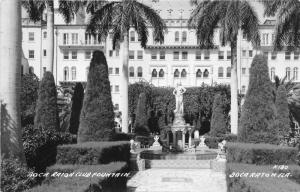 Boca Raton Florida~Boca Raton Club Fountain in Gardens Area~1940s RPPC-Postcard