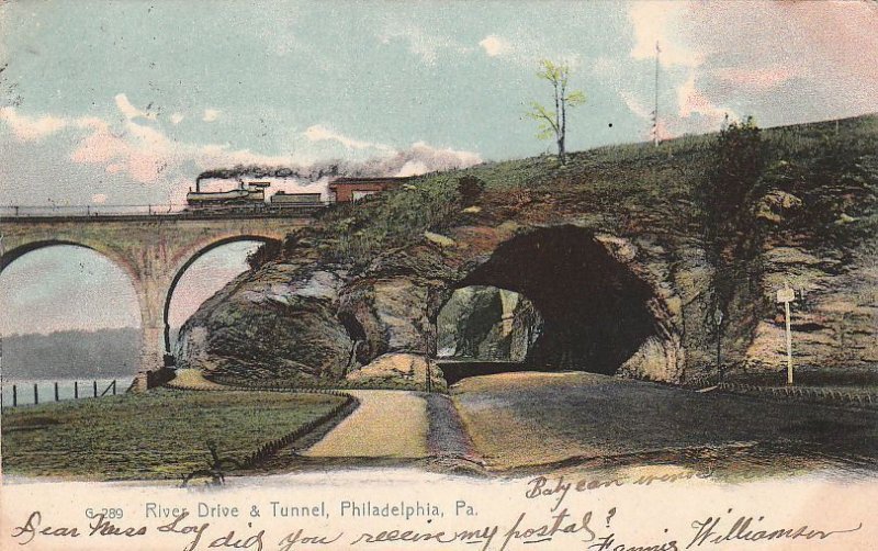 Postcard River Drive & Tunnel Philadelphia PA 1906