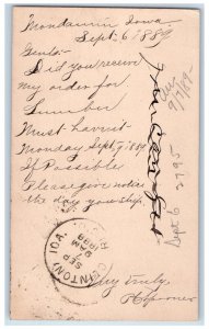 1889 Lumber Order WJ Young and Co. Mondamin Iowa IA Clinton IA Postal Card