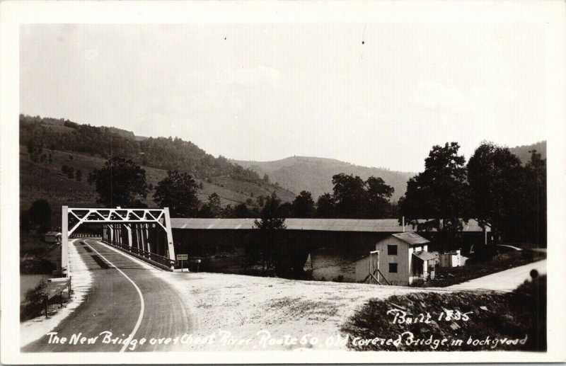 Preston County WVA New Bridge Cheat River Route 50 West Virginia RP Postcard G90
