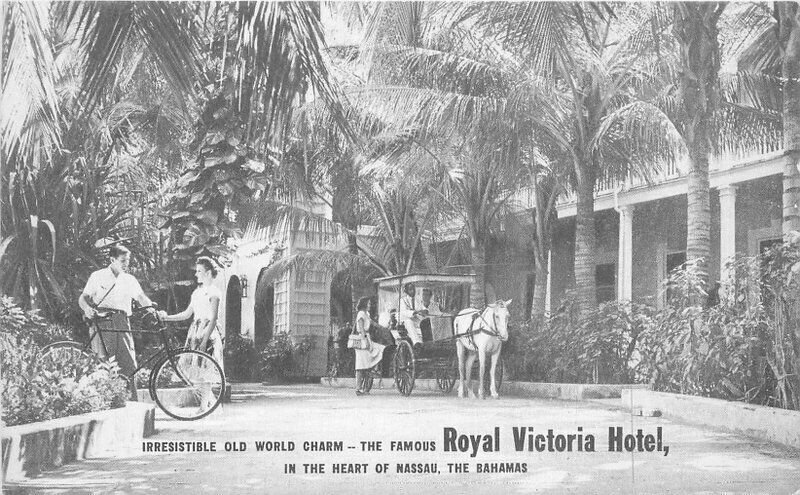 Caribbean 1940s Royal Victoria Hotel bicycle roadside Postcard 21-13358