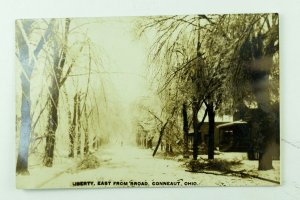 Circa 1910 RPPC Snow Storm Liberty St. Conneaut, Ohio Real Photo Postcard F1