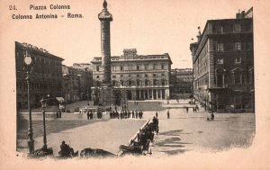 Vintage Postcard Piazza Colonna Antonia Roma Roman Victory Column Rome Italy