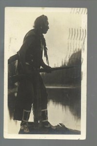 Havre MONTANA RPPC 1923 INDIAN MAN Rifle Indians Assiniboine Gros Ventres Sioux?