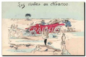 Old Postcard Fantasy Illustrator North Africa Roads Northern Automotive