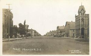 c1910 RPPC Main Street Scene, Madison SD Lake County, Slack & Co. Photo