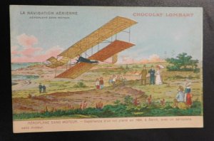 Mint France Postcard Airplane without Motor in 1904 Aerienne Navigation Lombart