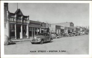 Groton SD Main St. Old Cars Real Photo Postcard 