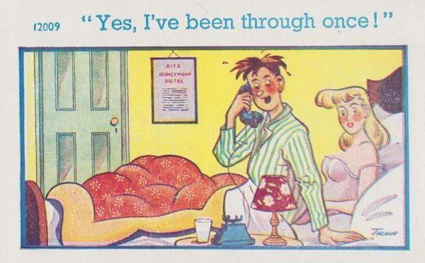 Ritz Honeymoon Stay Hotel Hospital Bed When Drunk Accident Comic Humour Postcard