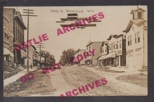 Reeseville WISCONSIN RPPC c1910 MAIN STREET Added On AIRPLANE nr Columbus WI KB