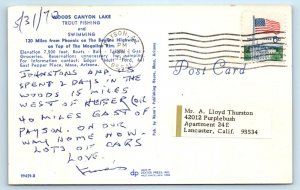 PAYSON AREA, AZ Arizona ~ WOODS CANYON LAKE Elev. 7500 Ft. ~ 1970 Postcard