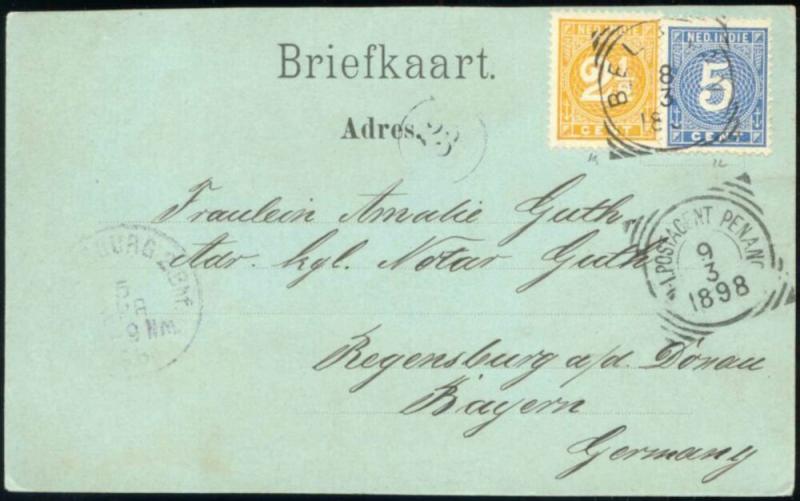 indonesia, SUMATRA, MEDAN Station, Missigit Bindjey (1898) Sent via Penang