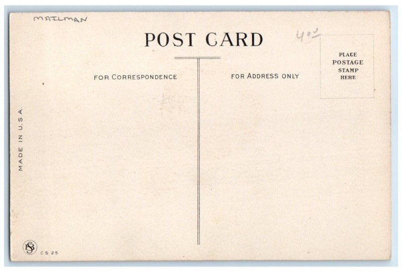 c1910's Mailman Holding Big Apple To Send Parcel Post Unposted Antique Postcard