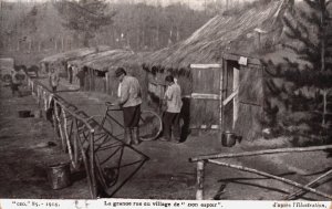 Military La Grande Rue du Village ''Bon Espoir'' Soldiers Vintage Postcard C276