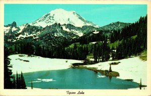 Mount Rainier and Tipsoo Lake Mt. Rainier National Park Chrome Postcard T15