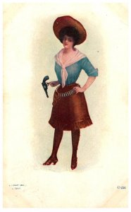 Western Cowgirl with six gun