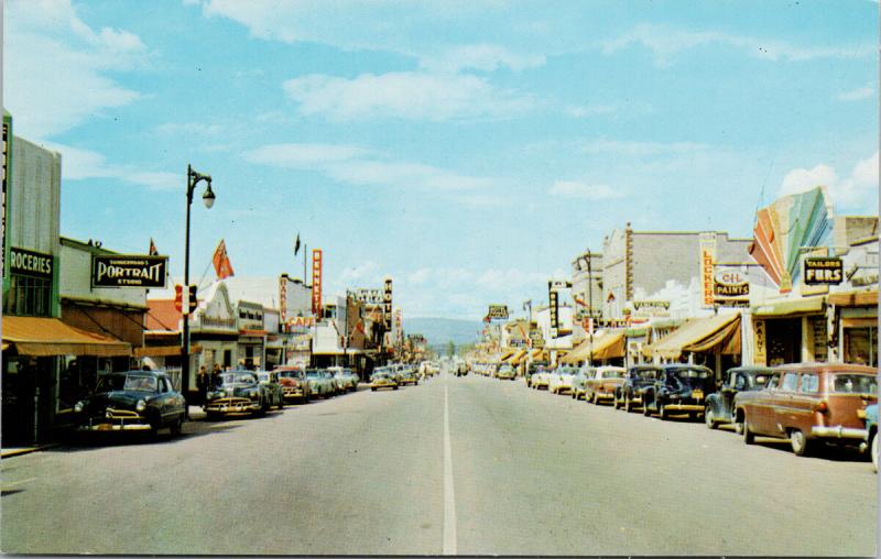 Main Street Penticton BC Tailors Furs Portrait Studio Bennett's Postcard D75