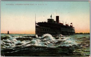 Montreal Steamer Rapids King R. & O. N. Co. c1910s Postcard Canada H82