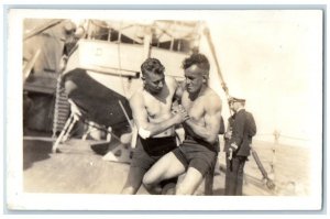 c1923 USS Colorado Tarzan Knight Heavyweight Wrestler Sailor RPPC Photo Postcard