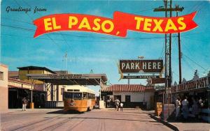 Bridge Jurarez Trolley 1950s Postcard El Paso Texas Colorpicture Petley 12012