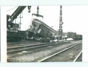 1977 rppc BUILDING TRAIN CAR Back Is Marked Hagerstown Maryland MD i7395