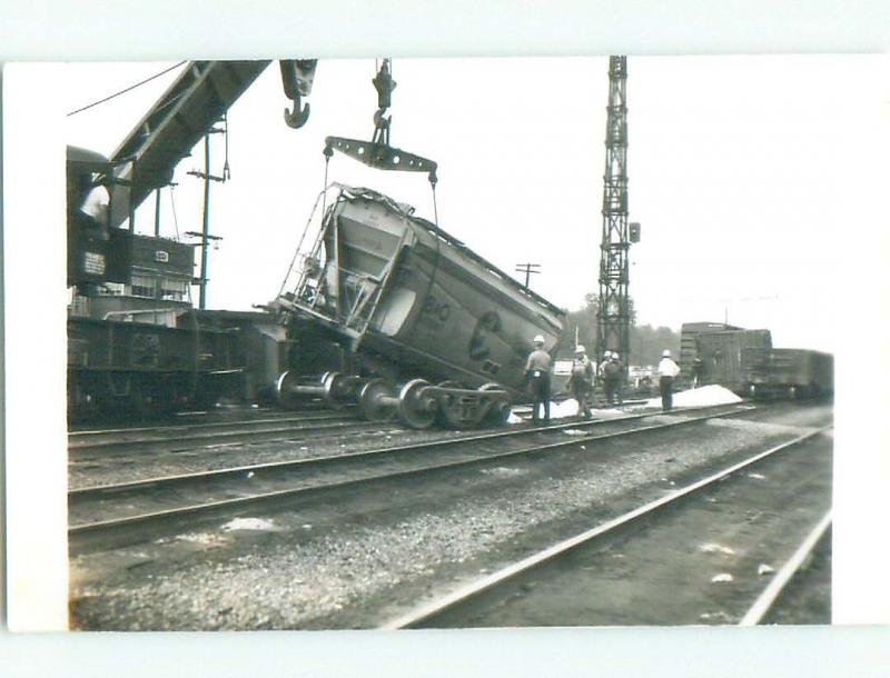 1977 rppc BUILDING TRAIN CAR Back Is Marked Hagerstown Maryland MD i7395