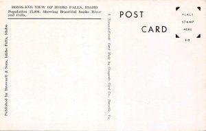 IDAHO FALLS ID Bird's Eye View Vintage Postcard ca 1920s