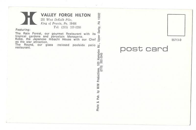 Hilton Hotel Valley Forge PA Registration Desk Vtg Postcard