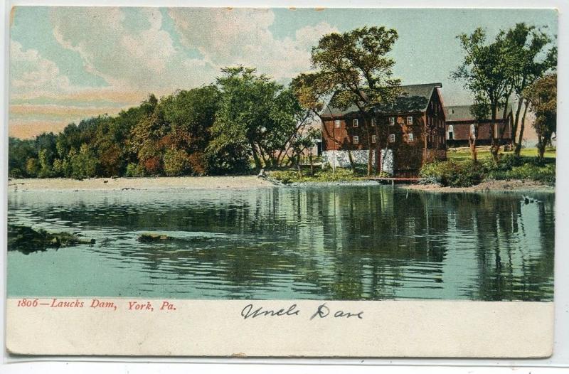 Laucks Dam York Pennsylvania 1907c postcard