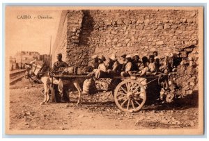 c1910 Cairo Omnibus Horse Carriage Sand Desert Wall Rock Wheel Egypt Postcard
