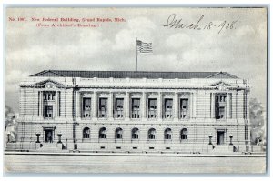 1910 New Federal Building Exterior Roadside Grand Rapids Michigan MI Postcard