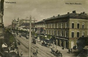 poland, WARSAW WARSZAWA, Ulica Marszałkowska (1907) RPPC Postcard