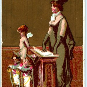 1880s Cute Femme Cherub Slave French Sample Trade Card Teacher Woman Lawyer C29