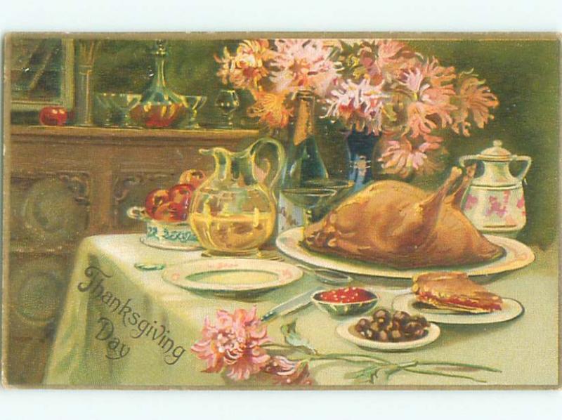 Divided-Back THANKSGIVING SCENE Great Postcard AA0446