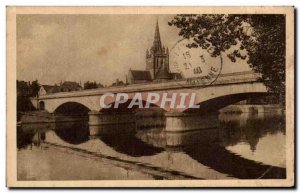 Old Postcard Mayenne Basilica and the bridge & # 39Avesnieres